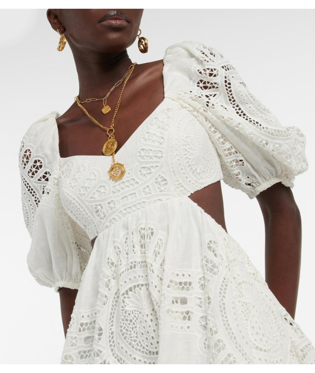 ZIMMERMANN Белое льняное коктейльное платье, фото 6