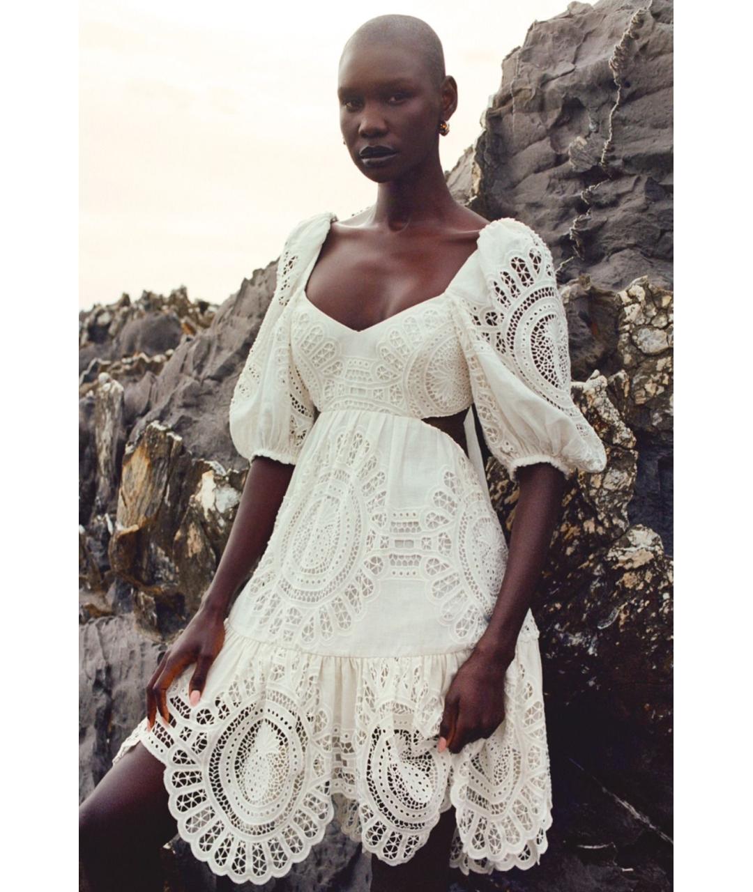 ZIMMERMANN Белое льняное коктейльное платье, фото 4