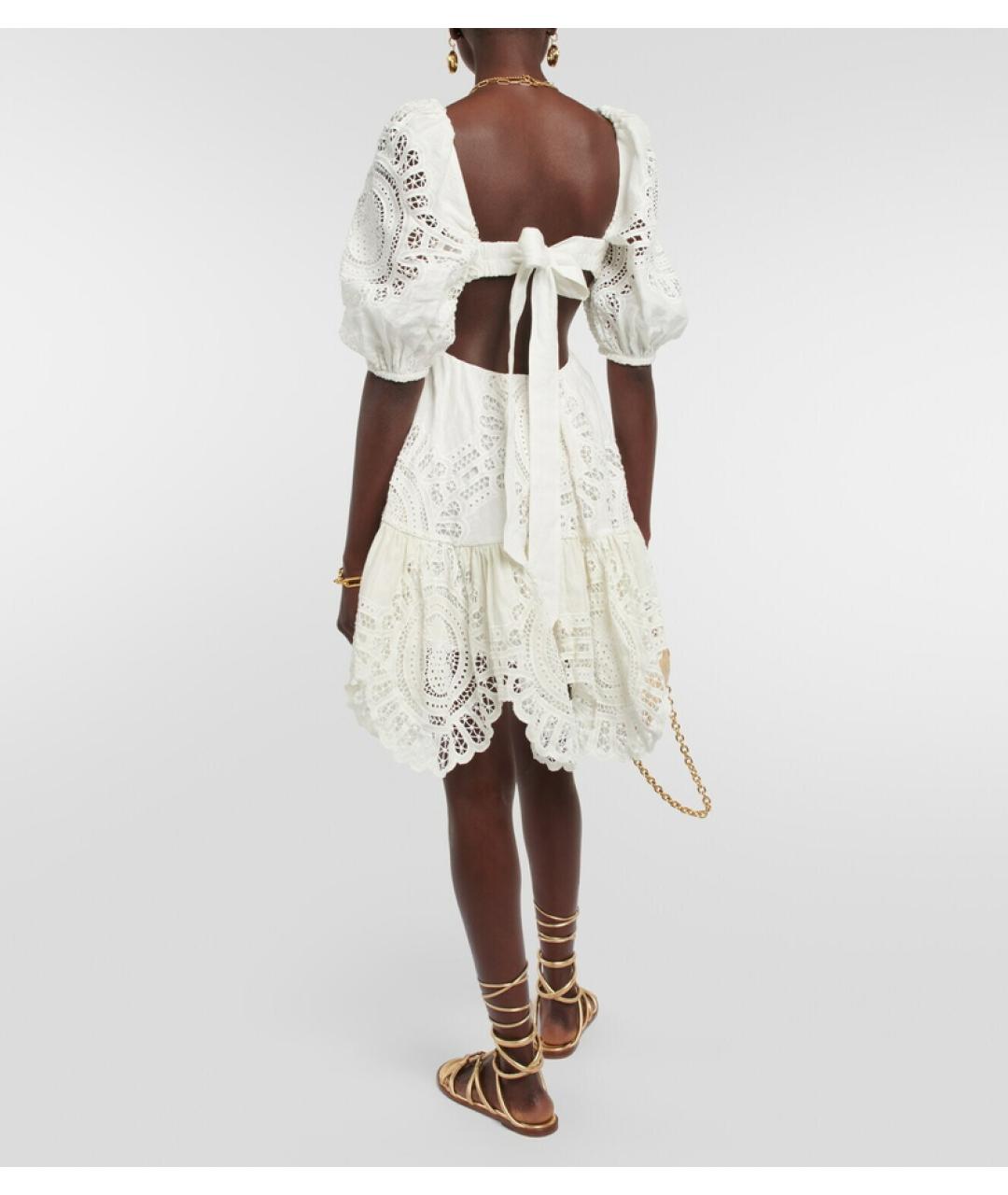 ZIMMERMANN Белое льняное коктейльное платье, фото 7