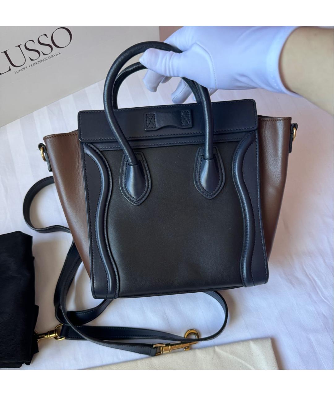 CELINE Коричневая кожаная сумка тоут, фото 6
