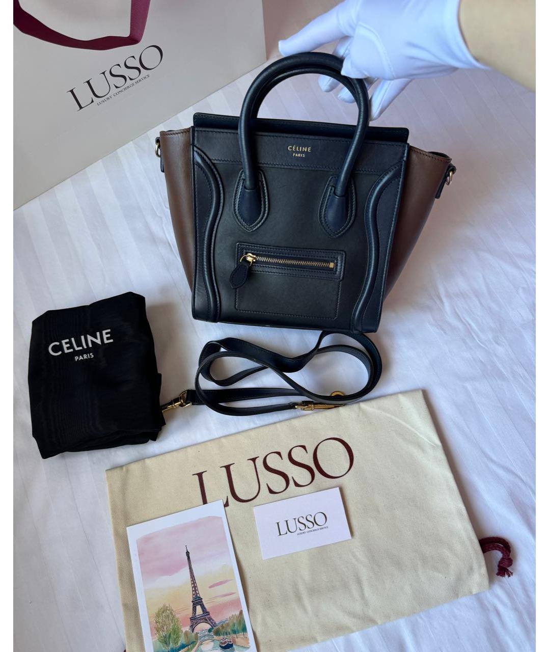 CELINE Коричневая кожаная сумка тоут, фото 2