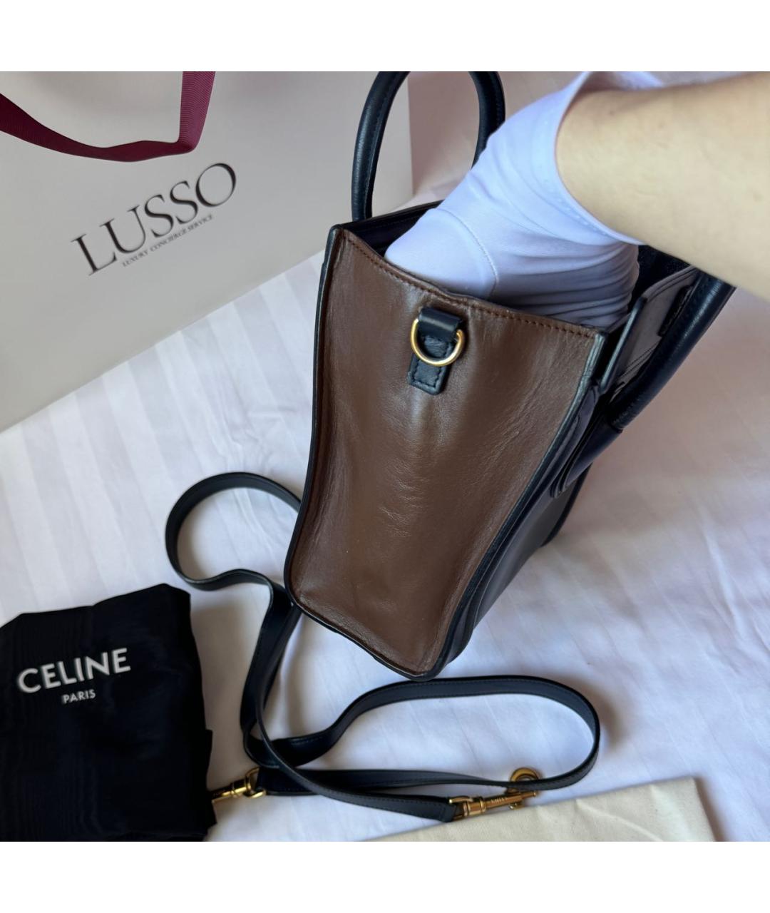 CELINE Коричневая кожаная сумка тоут, фото 5