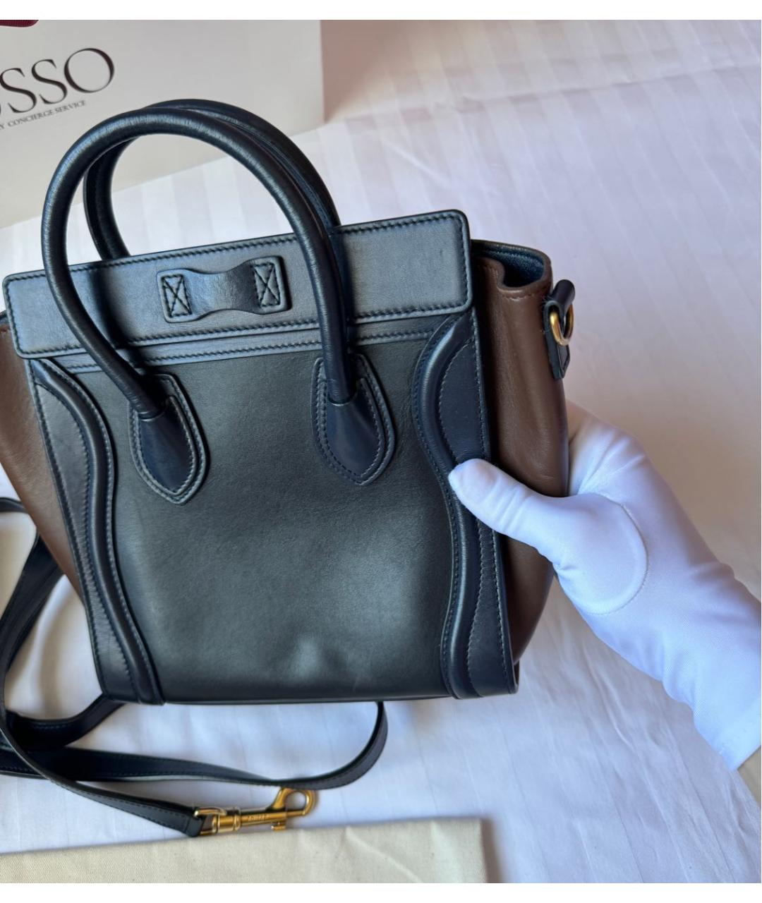 CELINE Коричневая кожаная сумка тоут, фото 8