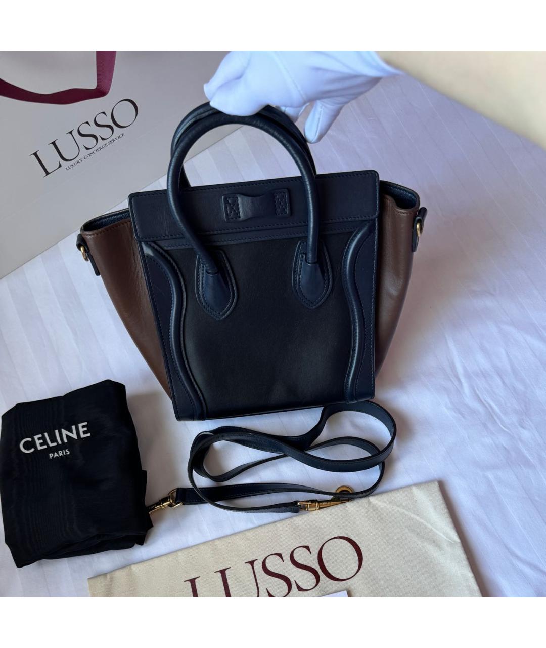 CELINE Коричневая кожаная сумка тоут, фото 3
