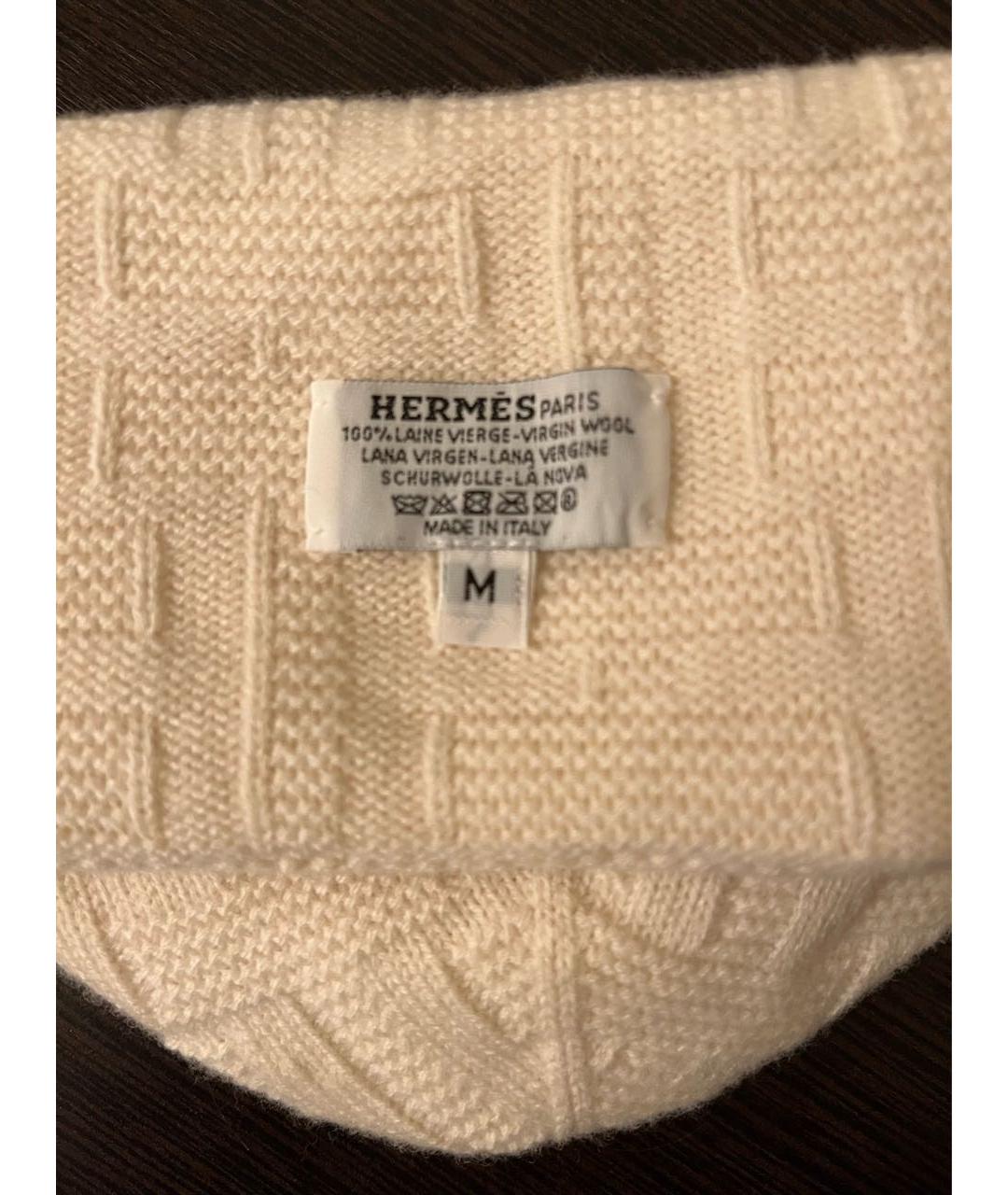 HERMES Белая шерстяная шапка, фото 3