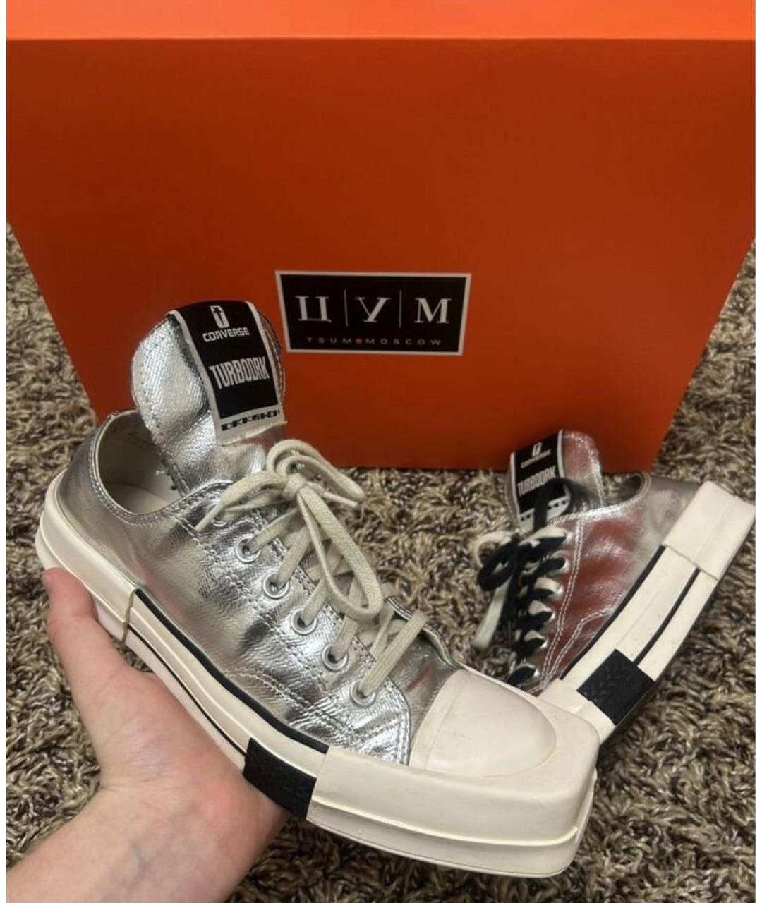RICK OWENS DRKSHDW Серебряные низкие кроссовки / кеды, фото 2