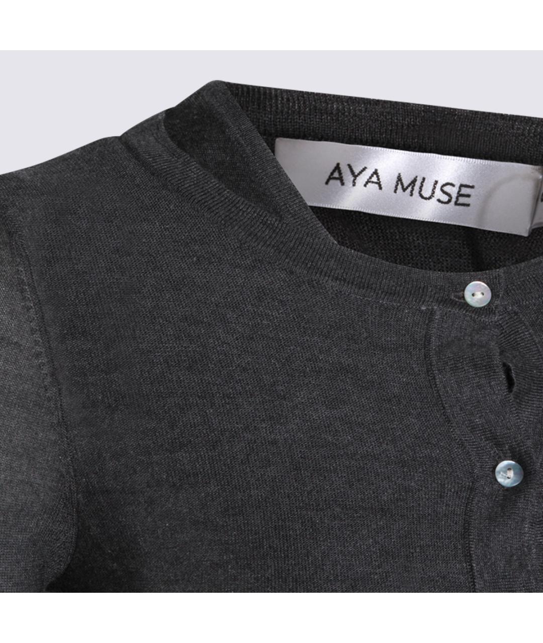 Aya Muse Антрацитовое шелковое повседневное платье, фото 4
