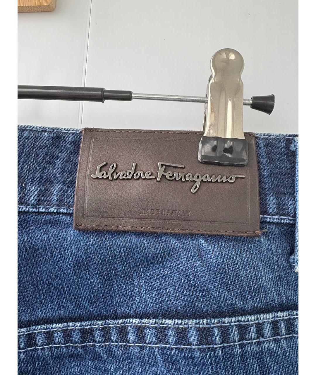 FERRAGAMO Темно-синие хлопко-эластановые прямые джинсы, фото 3