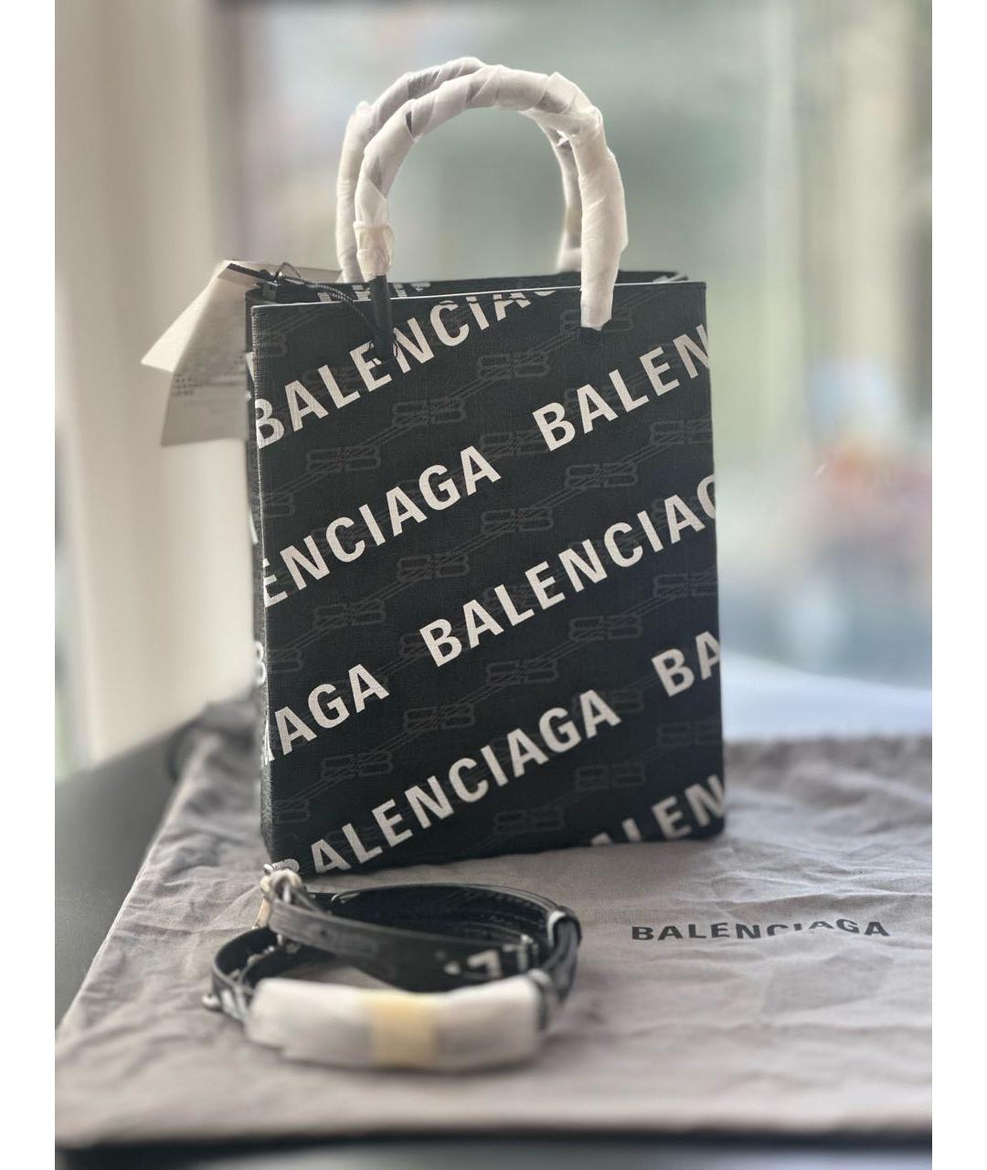 BALENCIAGA Черная кожаная сумка тоут, фото 7