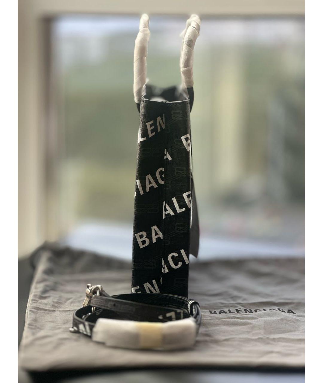 BALENCIAGA Черная кожаная сумка тоут, фото 8