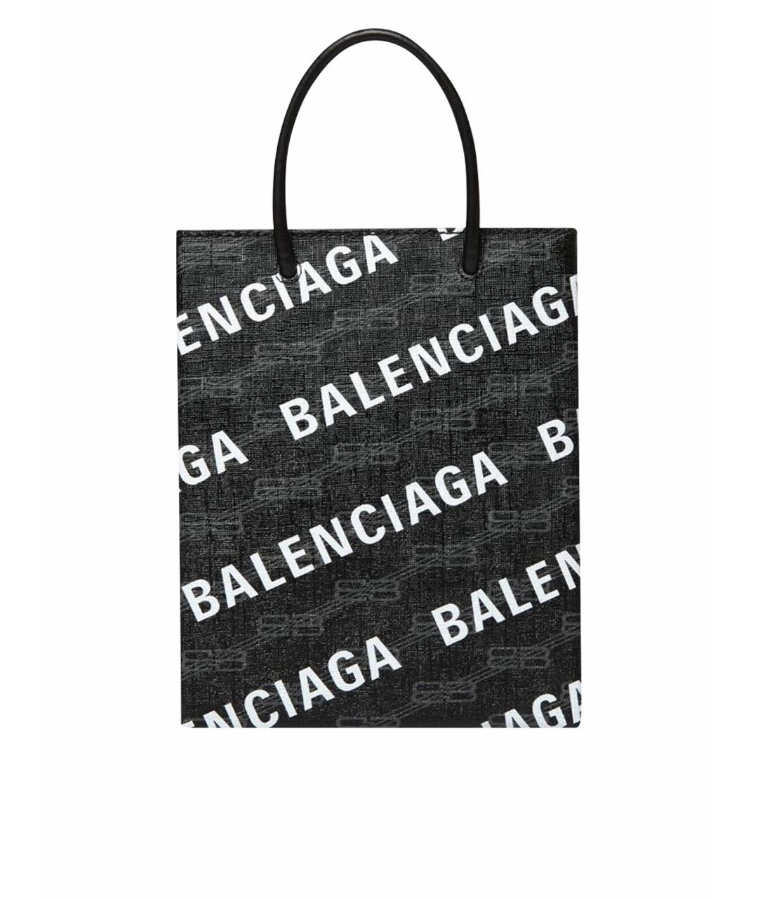 BALENCIAGA Черная кожаная сумка тоут, фото 1