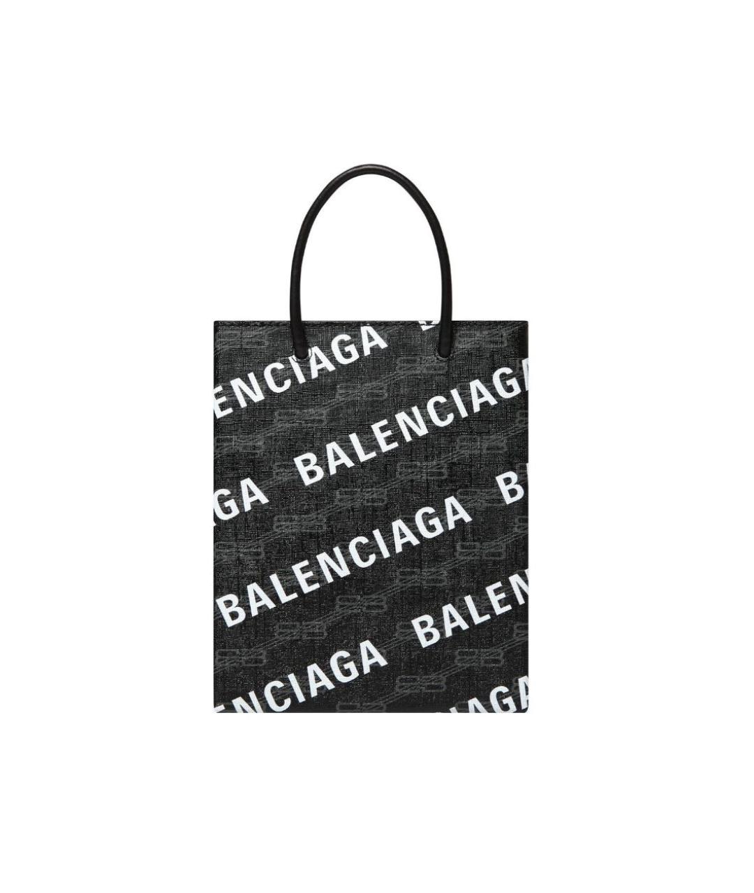 BALENCIAGA Черная кожаная сумка тоут, фото 9