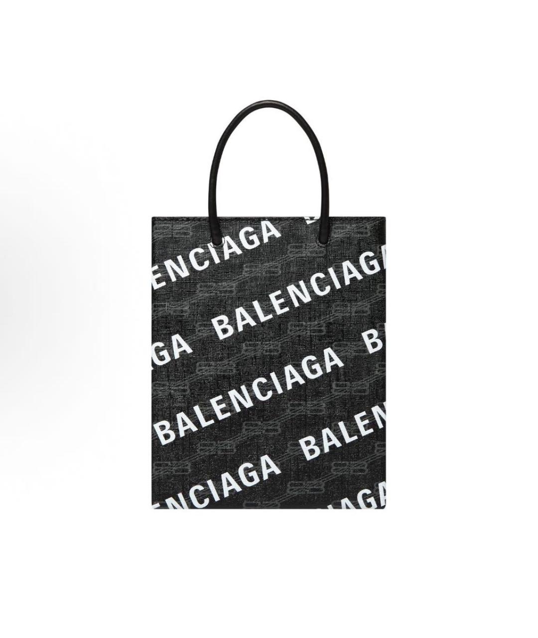 BALENCIAGA Черная кожаная сумка тоут, фото 3