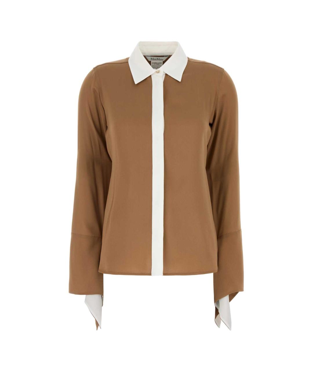 MAX MARA Бежевая шелковая рубашка, фото 1