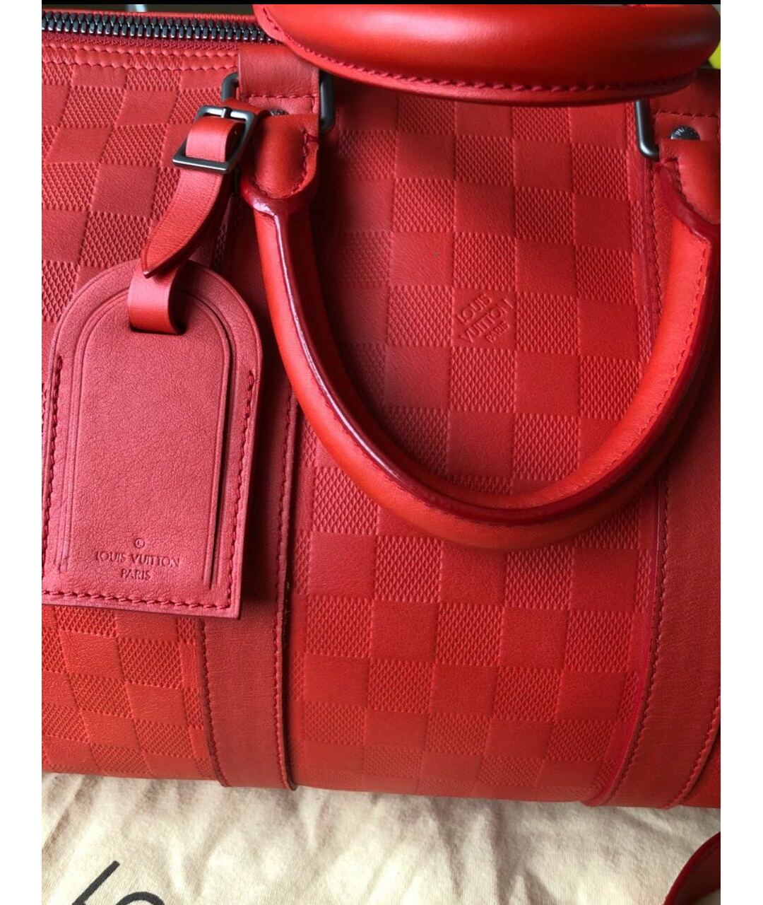 LOUIS VUITTON PRE-OWNED Коралловая кожаная дорожная/спортивная сумка, фото 4