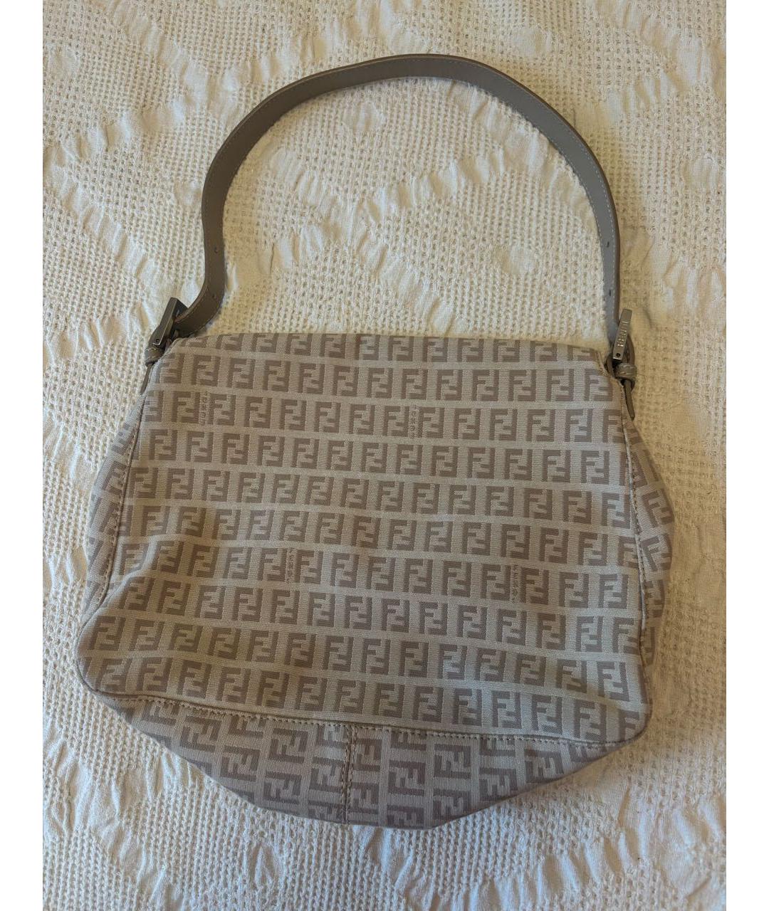 FENDI Бежевая тканевая сумка через плечо, фото 3