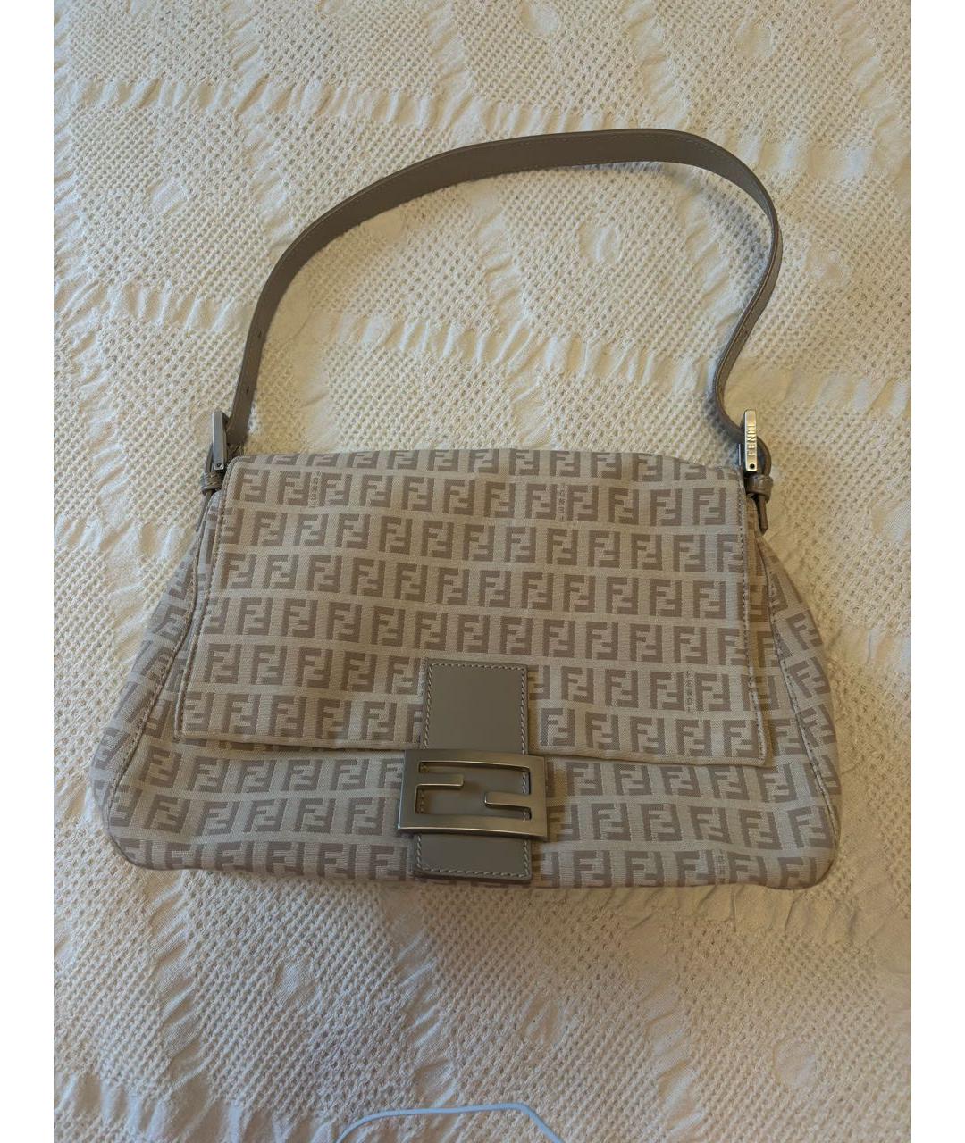 FENDI Бежевая тканевая сумка через плечо, фото 9