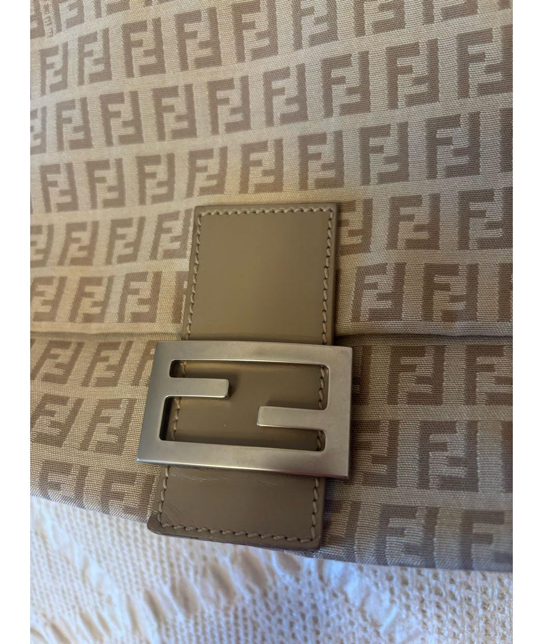 FENDI Бежевая тканевая сумка через плечо, фото 6