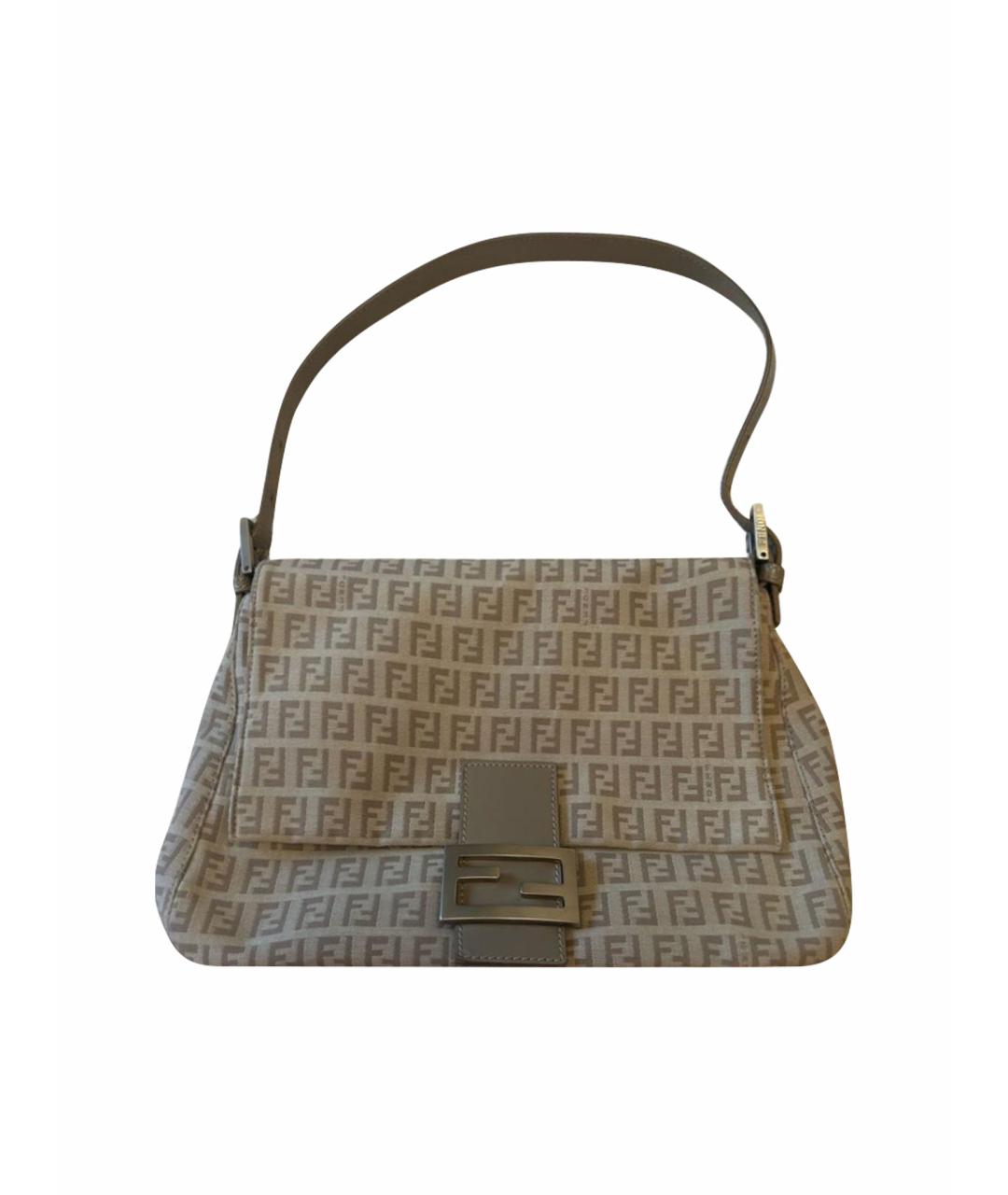 FENDI Бежевая тканевая сумка через плечо, фото 10