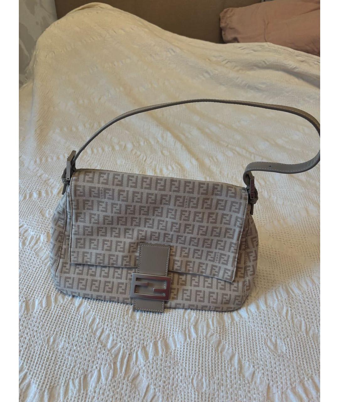 FENDI Бежевая тканевая сумка через плечо, фото 2