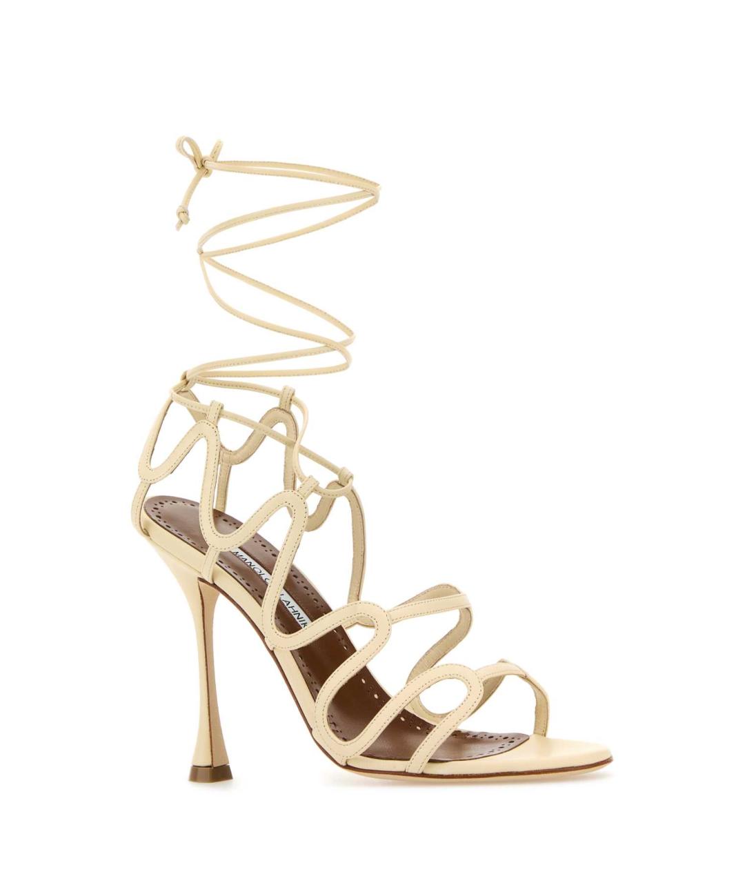 MANOLO BLAHNIK Золотые кожаные босоножки, фото 2