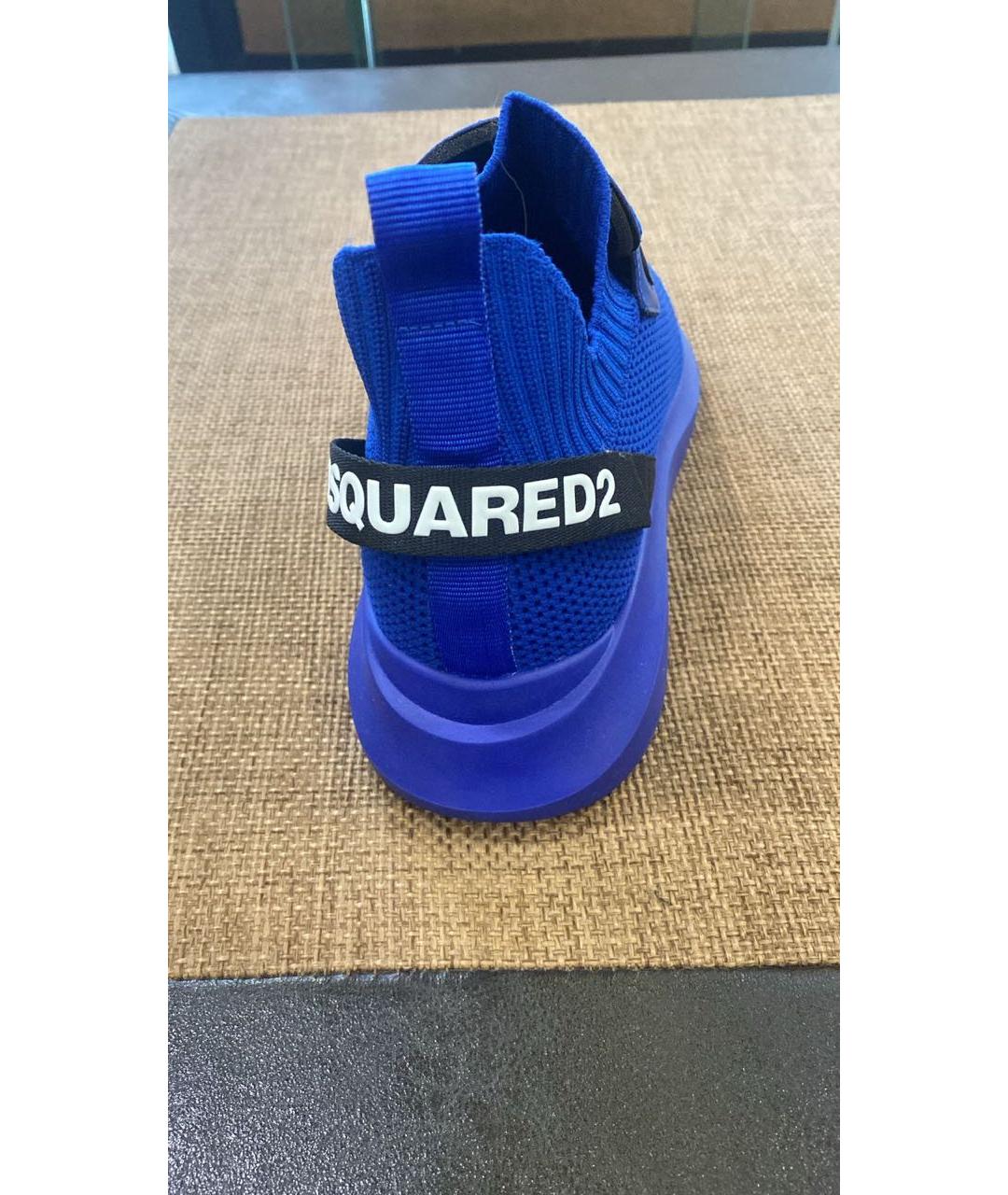 DSQUARED2 Синие текстильные низкие кроссовки / кеды, фото 3