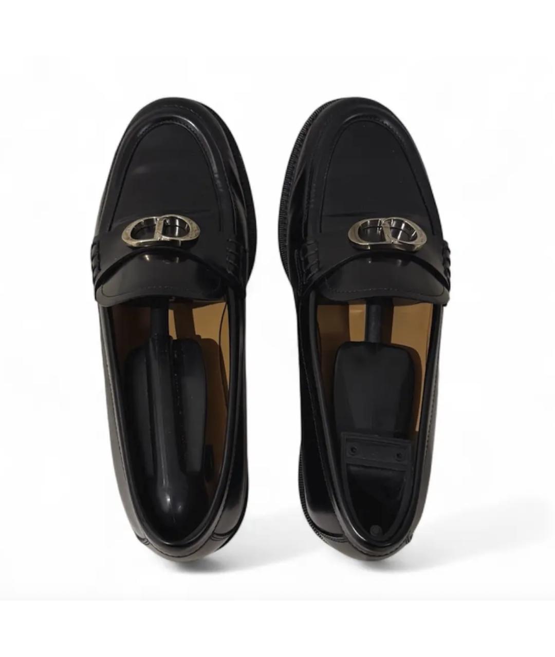 CHRISTIAN DIOR Черные кожаные лоферы, фото 3