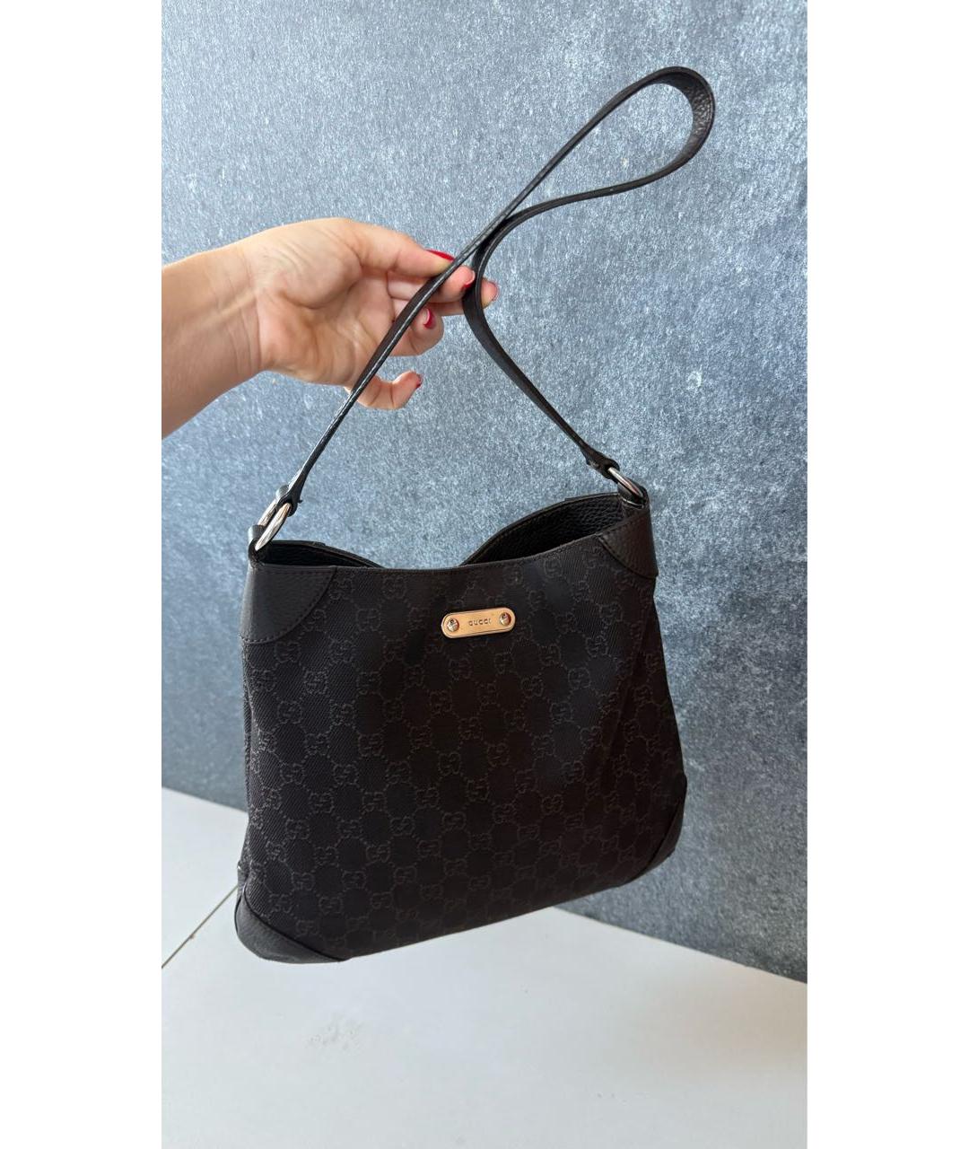 GUCCI Черная кожаная сумка с короткими ручками, фото 4