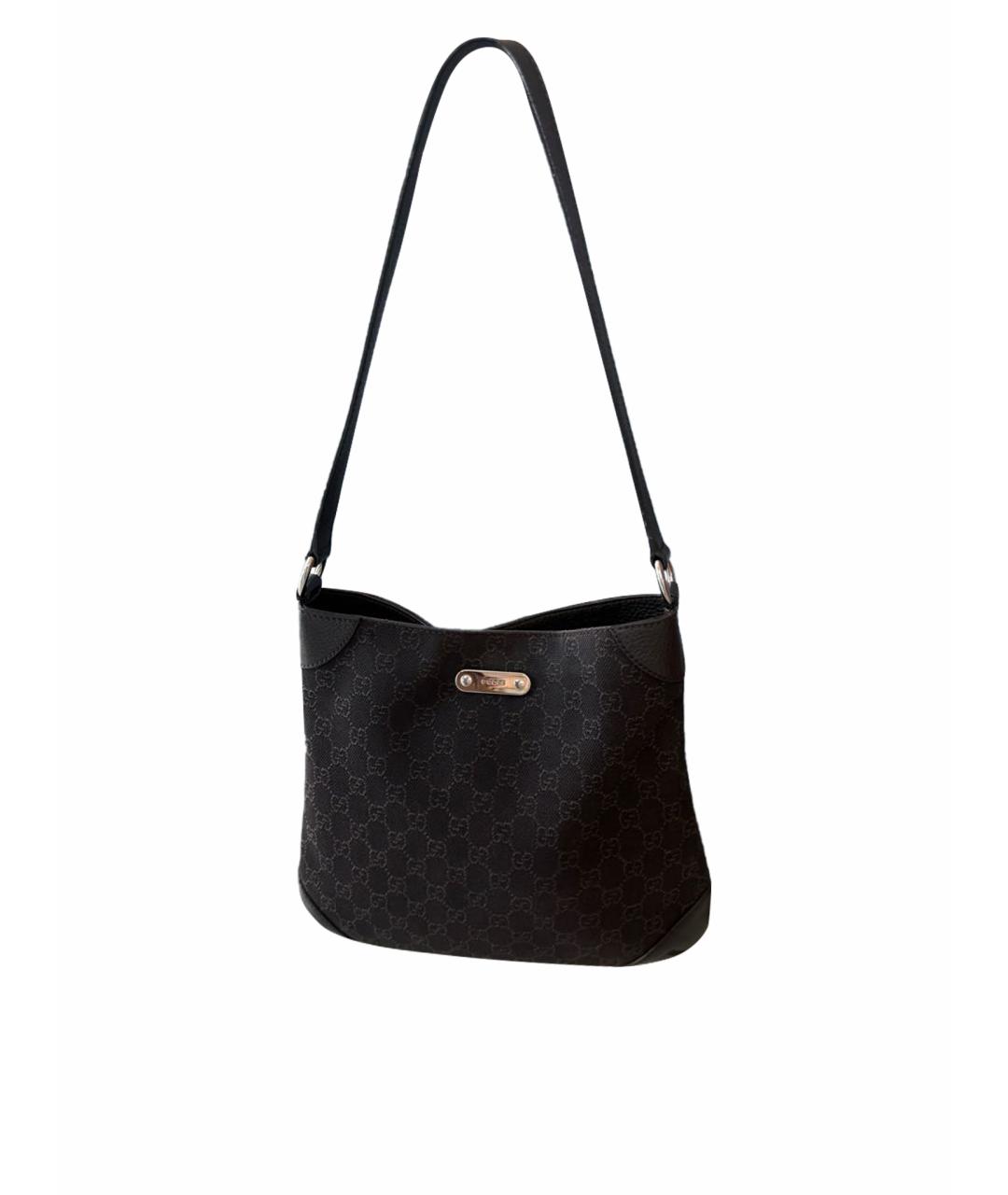 GUCCI Черная кожаная сумка с короткими ручками, фото 1