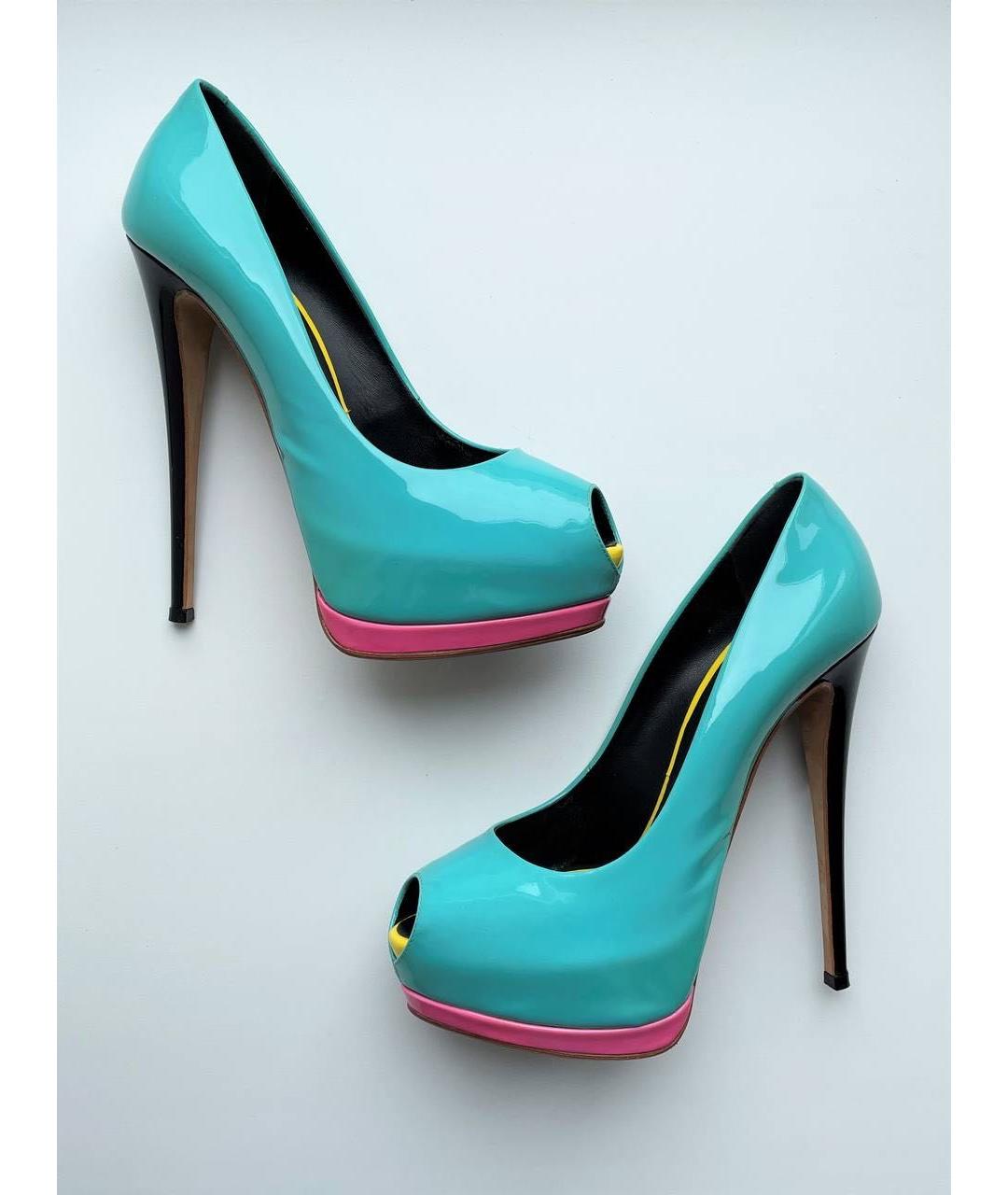 GIUSEPPE ZANOTTI DESIGN Бирюзовые туфли из лакированной кожи, фото 4