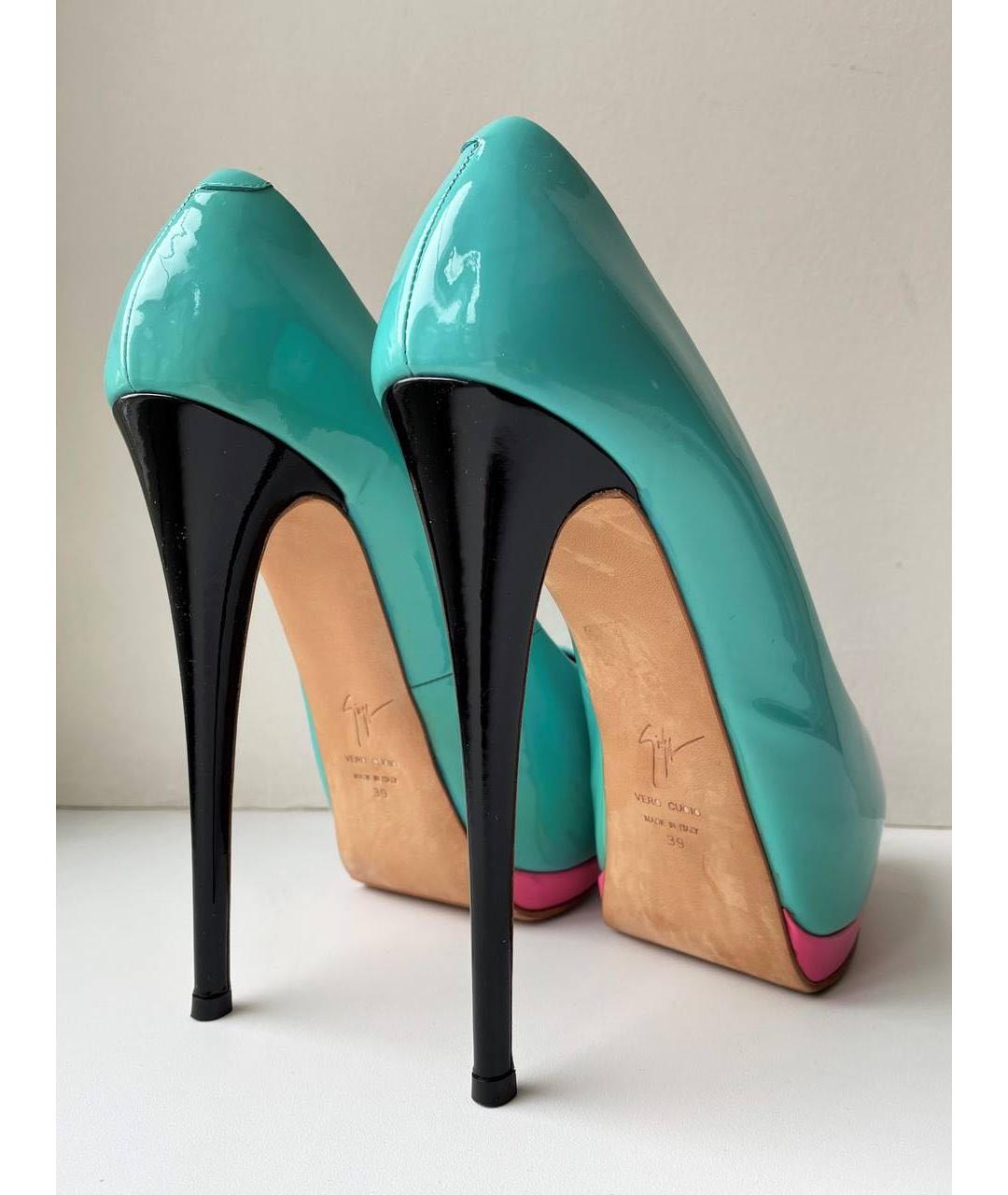 GIUSEPPE ZANOTTI DESIGN Бирюзовые туфли из лакированной кожи, фото 5