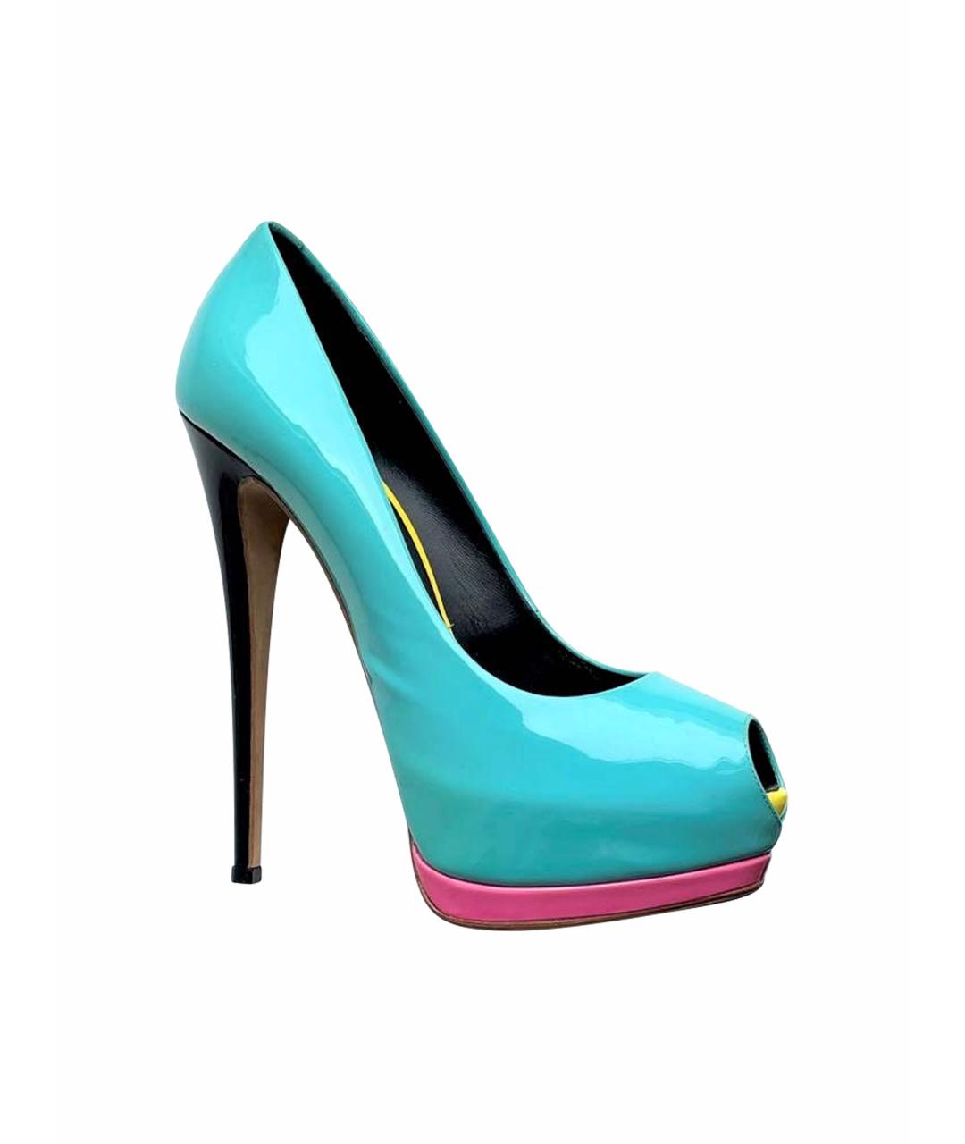 GIUSEPPE ZANOTTI DESIGN Бирюзовые туфли из лакированной кожи, фото 1