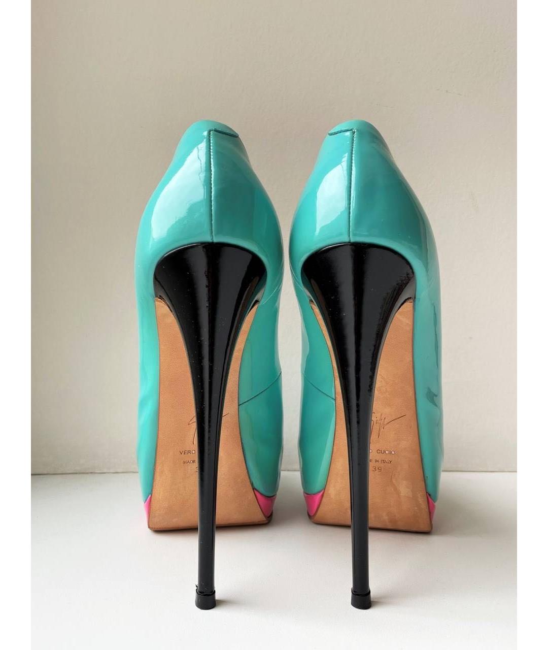GIUSEPPE ZANOTTI DESIGN Бирюзовые туфли из лакированной кожи, фото 6