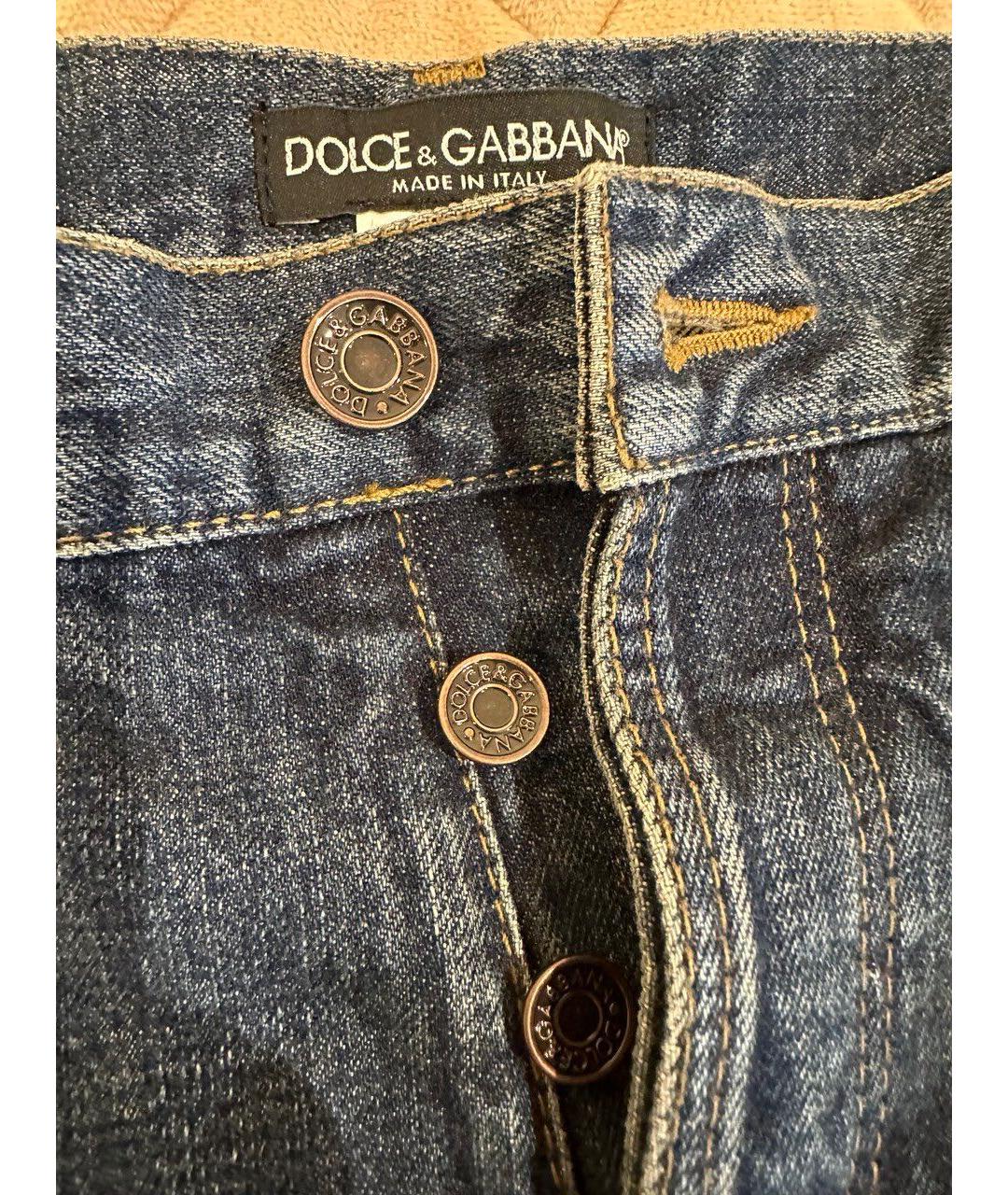 DOLCE&GABBANA Синие хлопковые прямые джинсы, фото 6