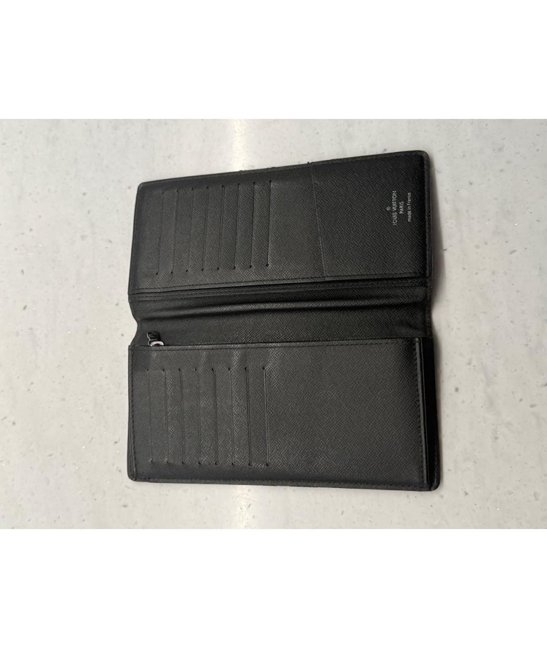 LOUIS VUITTON Черный кожаный кошелек, фото 3