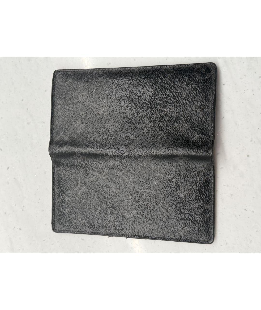 LOUIS VUITTON Черный кожаный кошелек, фото 4