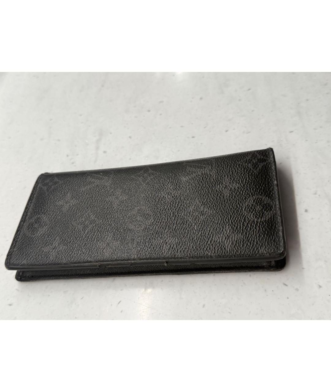 LOUIS VUITTON Черный кожаный кошелек, фото 2