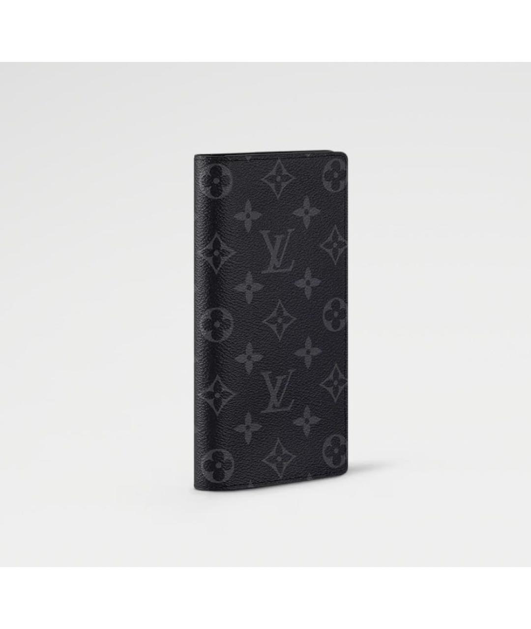 LOUIS VUITTON Черный кожаный кошелек, фото 7