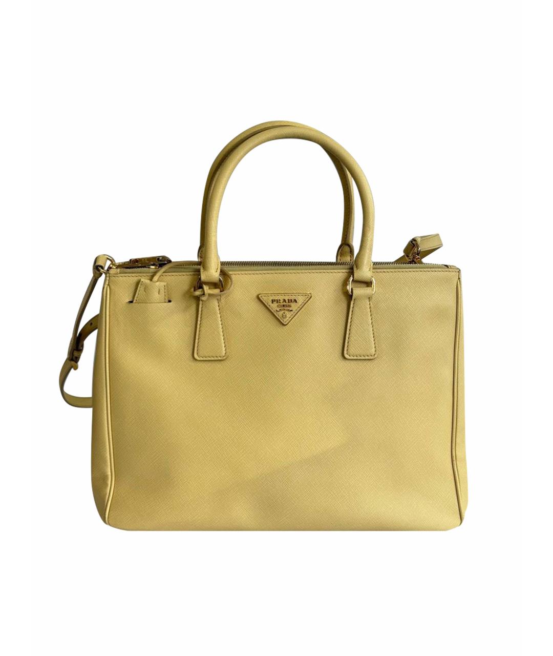 PRADA Желтая кожаная сумка тоут, фото 1