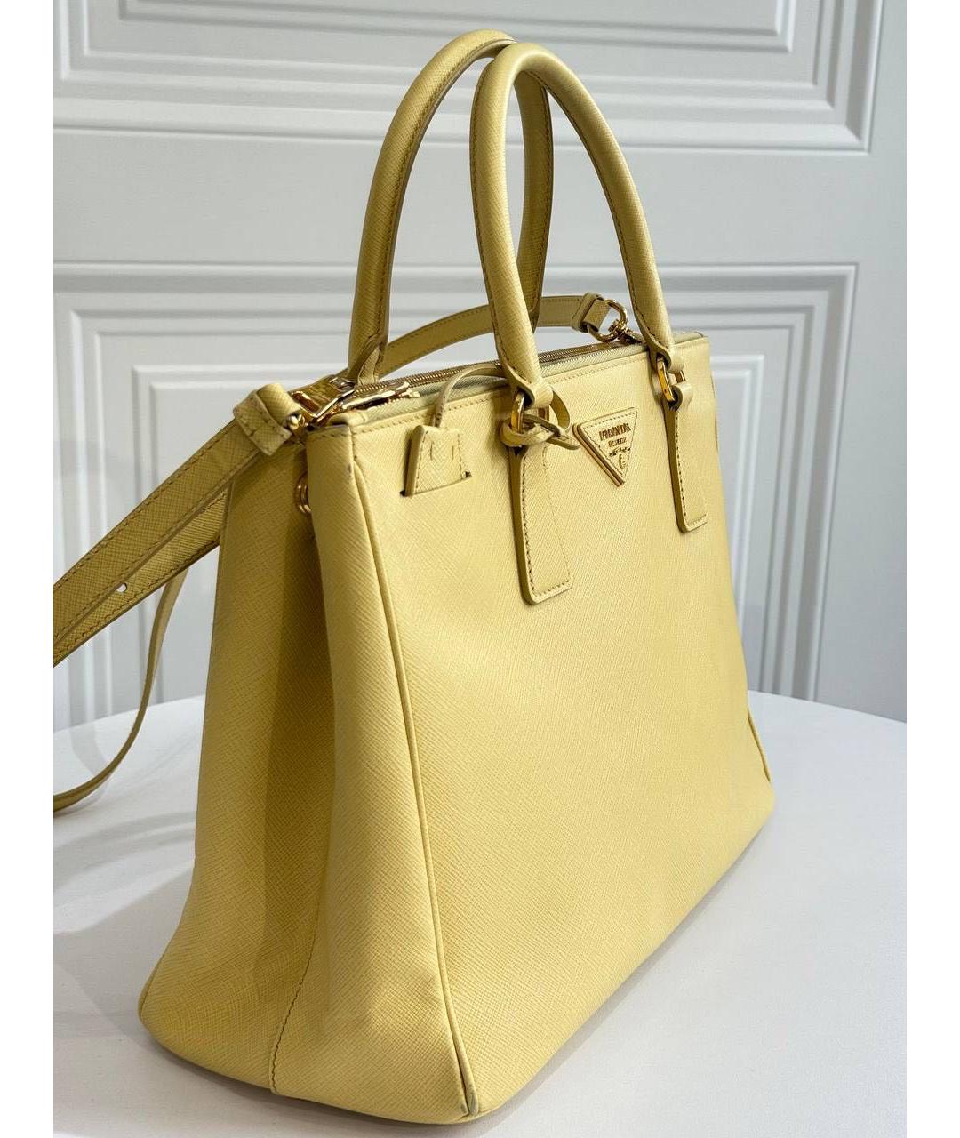 PRADA Желтая кожаная сумка тоут, фото 2
