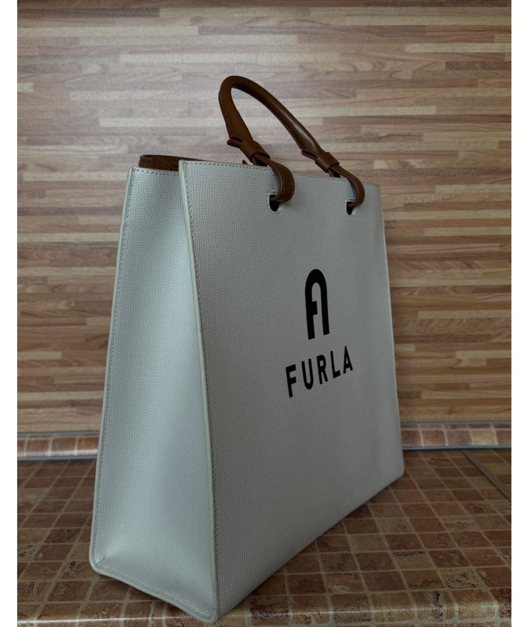 FURLA Белая кожаная сумка с короткими ручками, фото 6