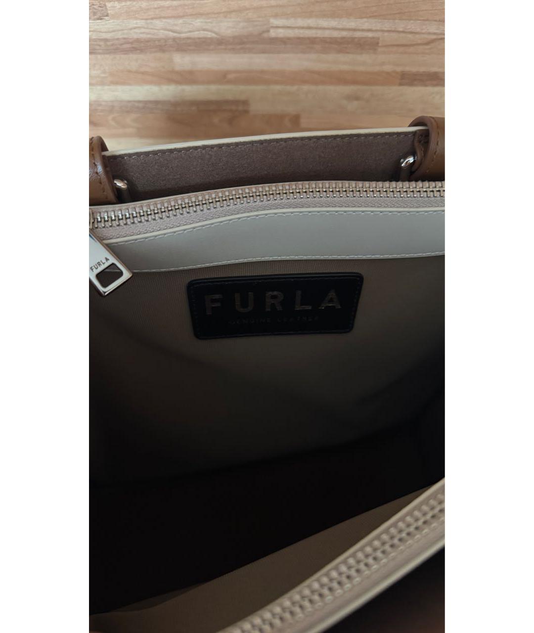 FURLA Белая кожаная сумка с короткими ручками, фото 4