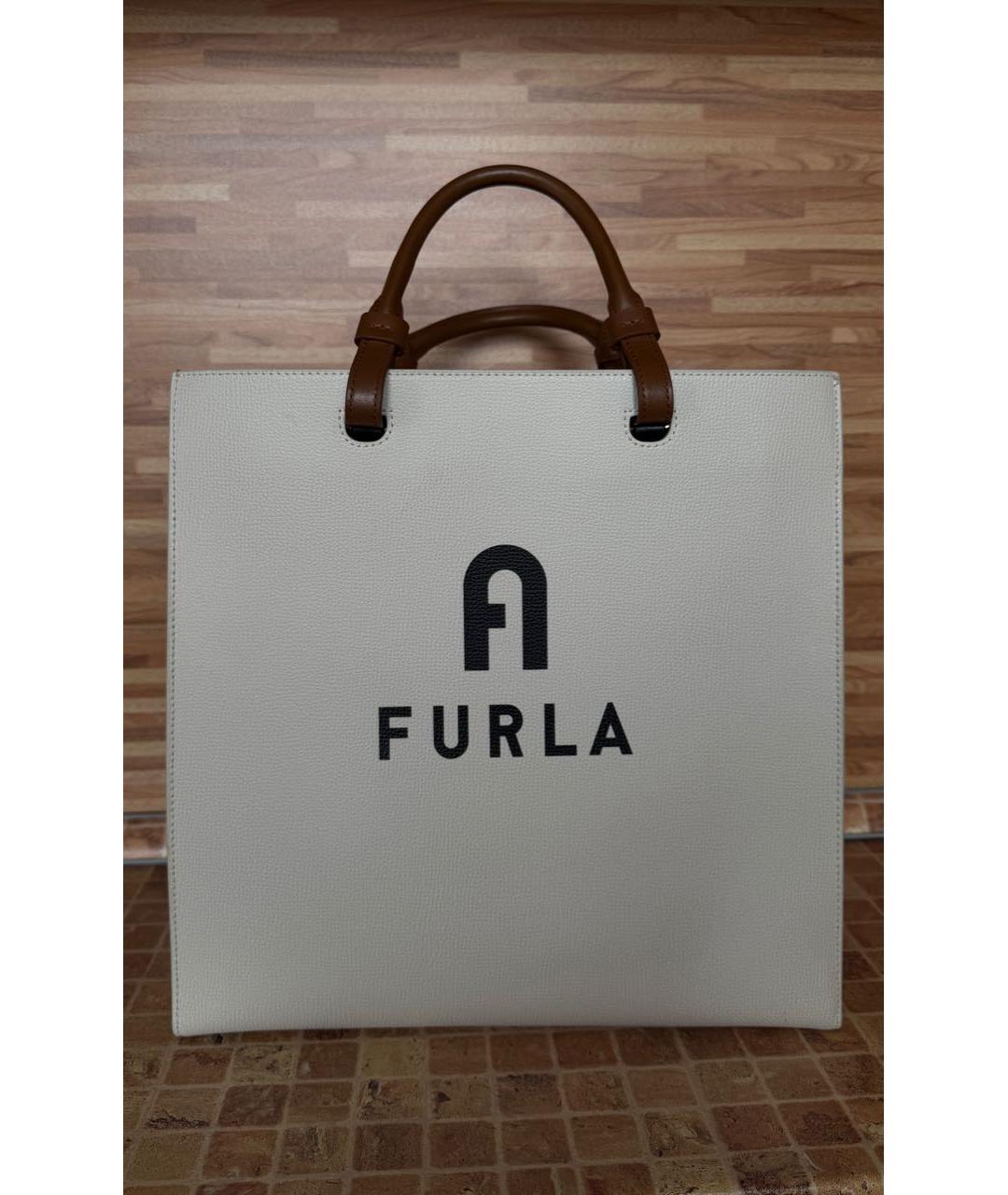 FURLA Белая кожаная сумка с короткими ручками, фото 2