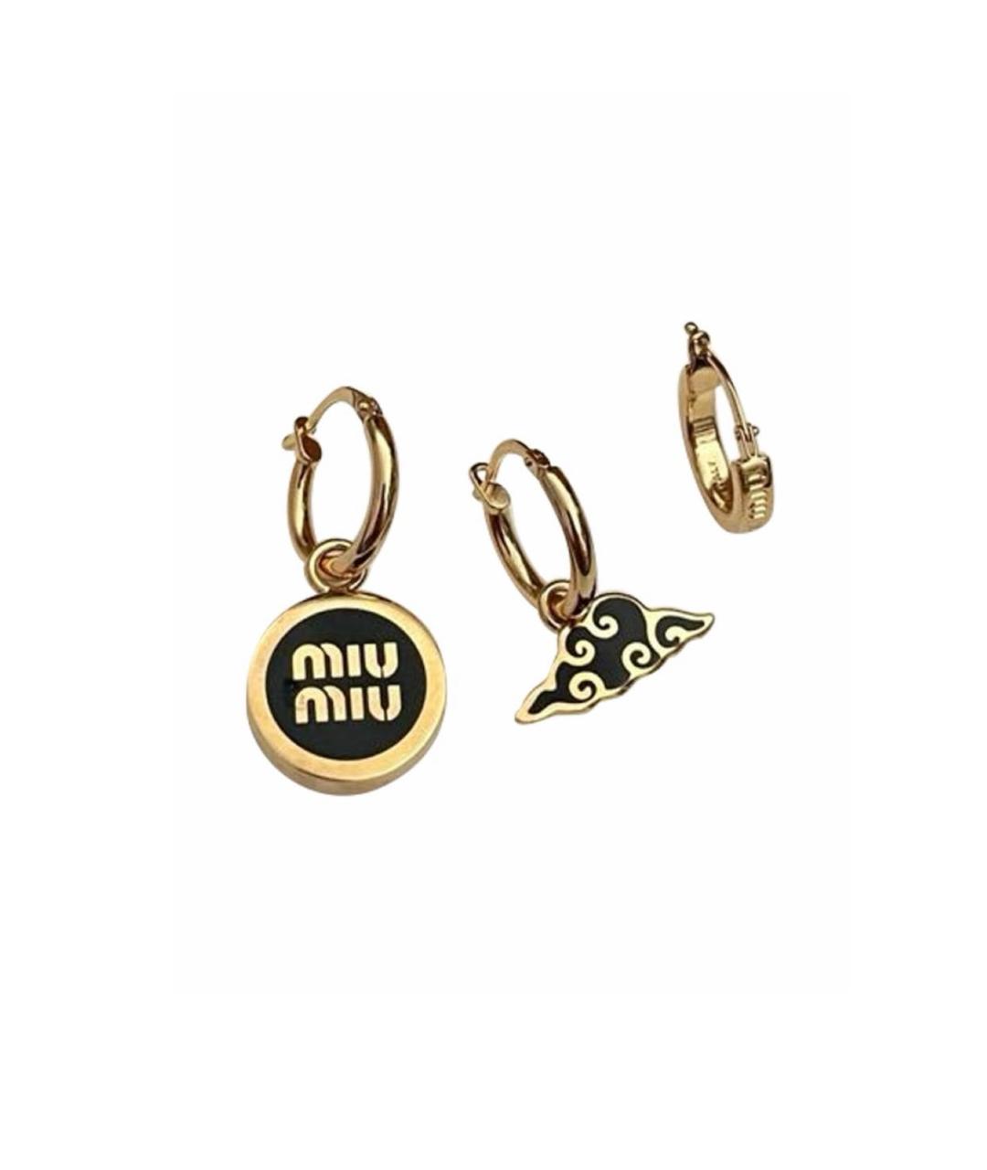 MIU MIU Черные латунные серьги, фото 4