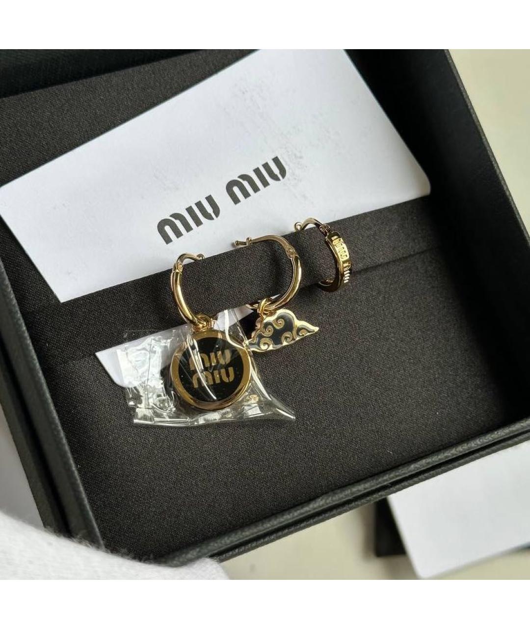 MIU MIU Черные латунные серьги, фото 2