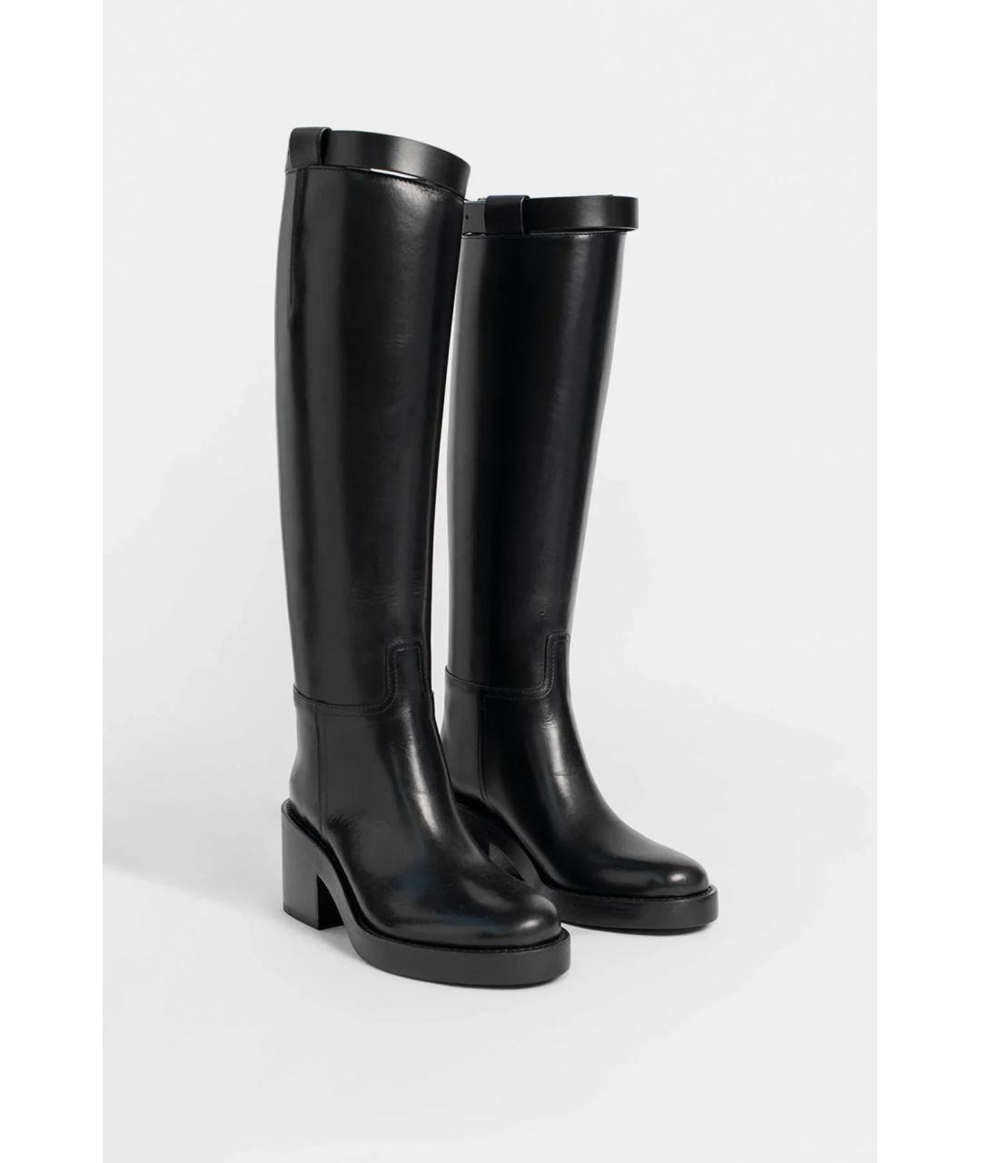 ANN DEMEULEMEESTER Черные кожаные сапоги, фото 2