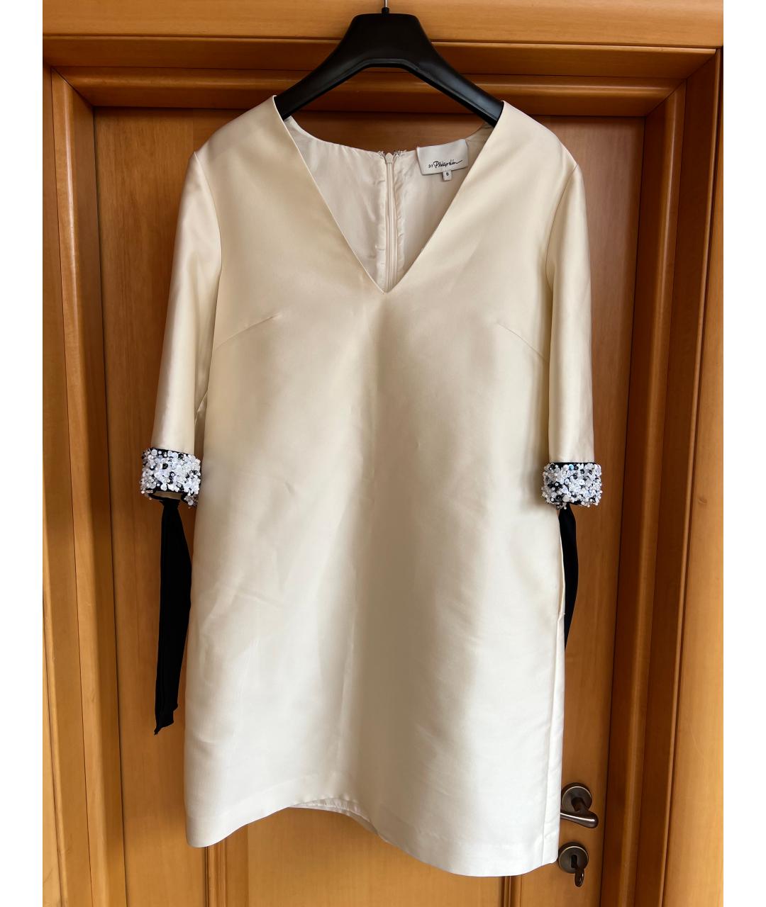 3.1 PHILLIP LIM Белое шелковое коктейльное платье, фото 5