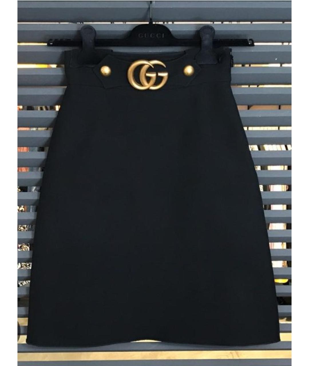 GUCCI Черная шерстяная юбка мини, фото 2