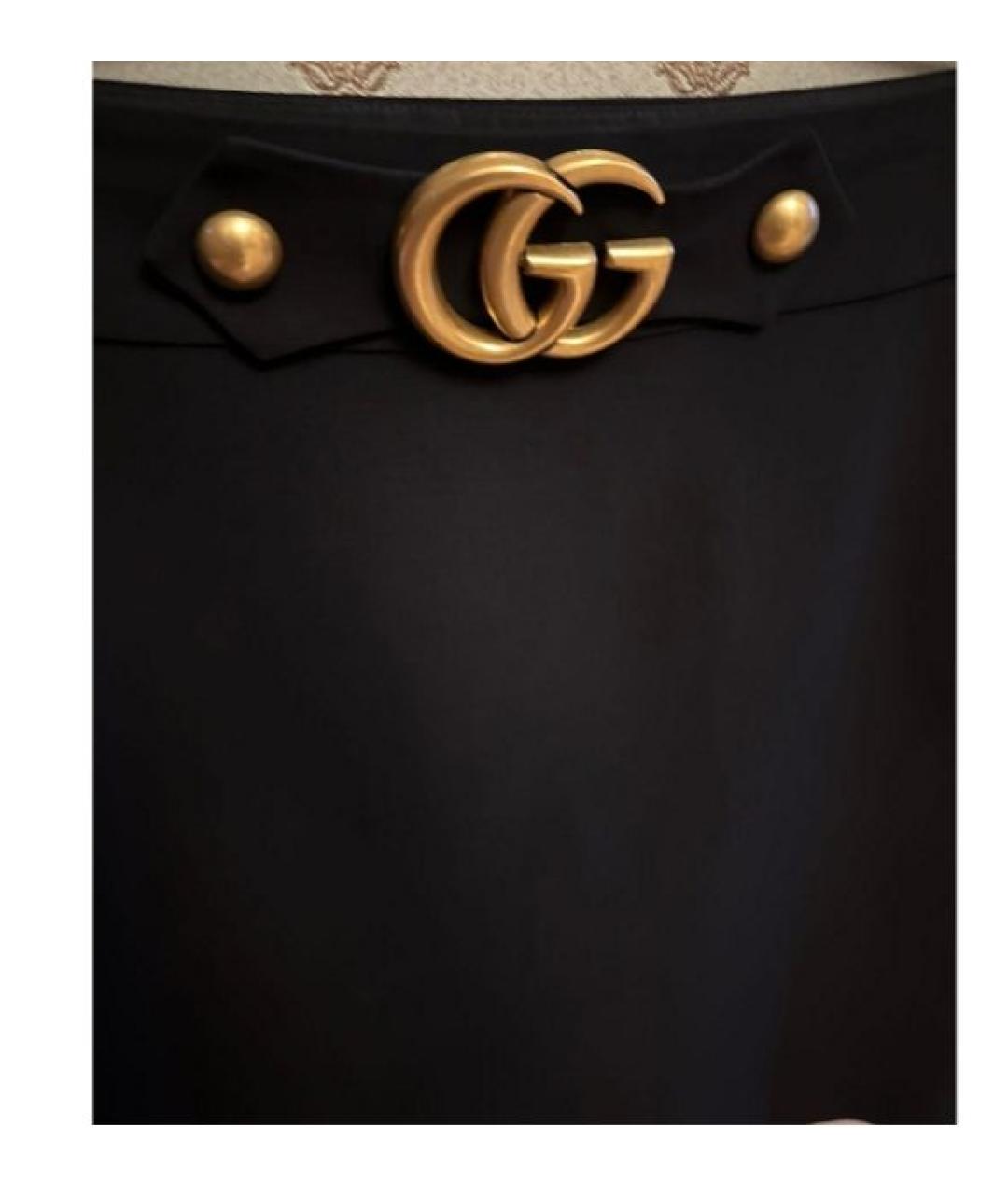 GUCCI Черная шерстяная юбка мини, фото 3
