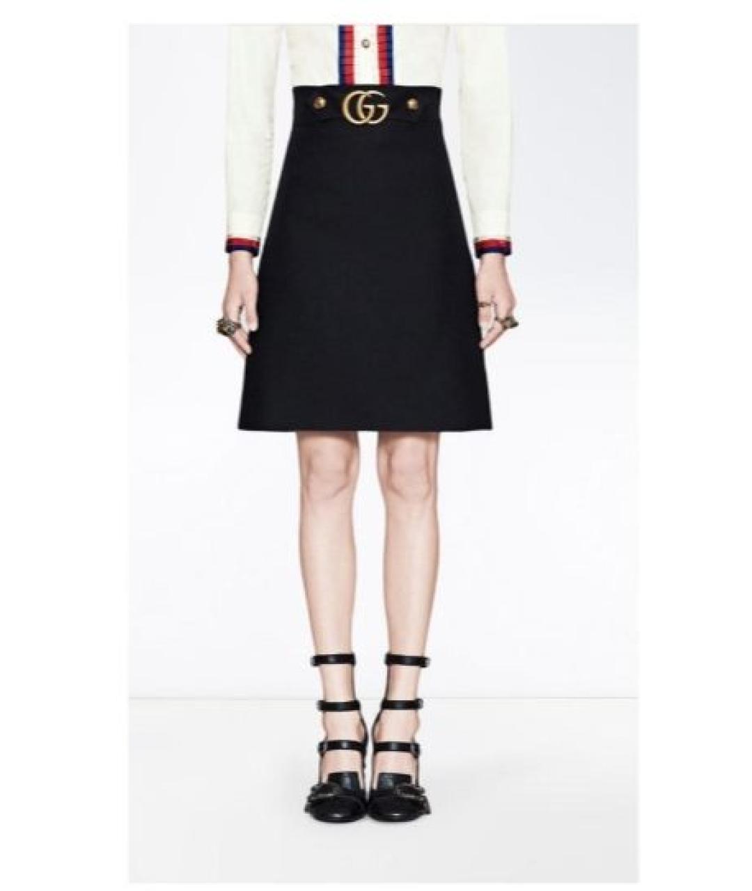 GUCCI Черная шерстяная юбка мини, фото 5